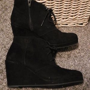 Suede wedge booties